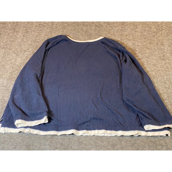 2 Essentials Top  Round Neck Blue & Purple White Contrast Trim Relaxed  4X plus - Picture 10 of 10